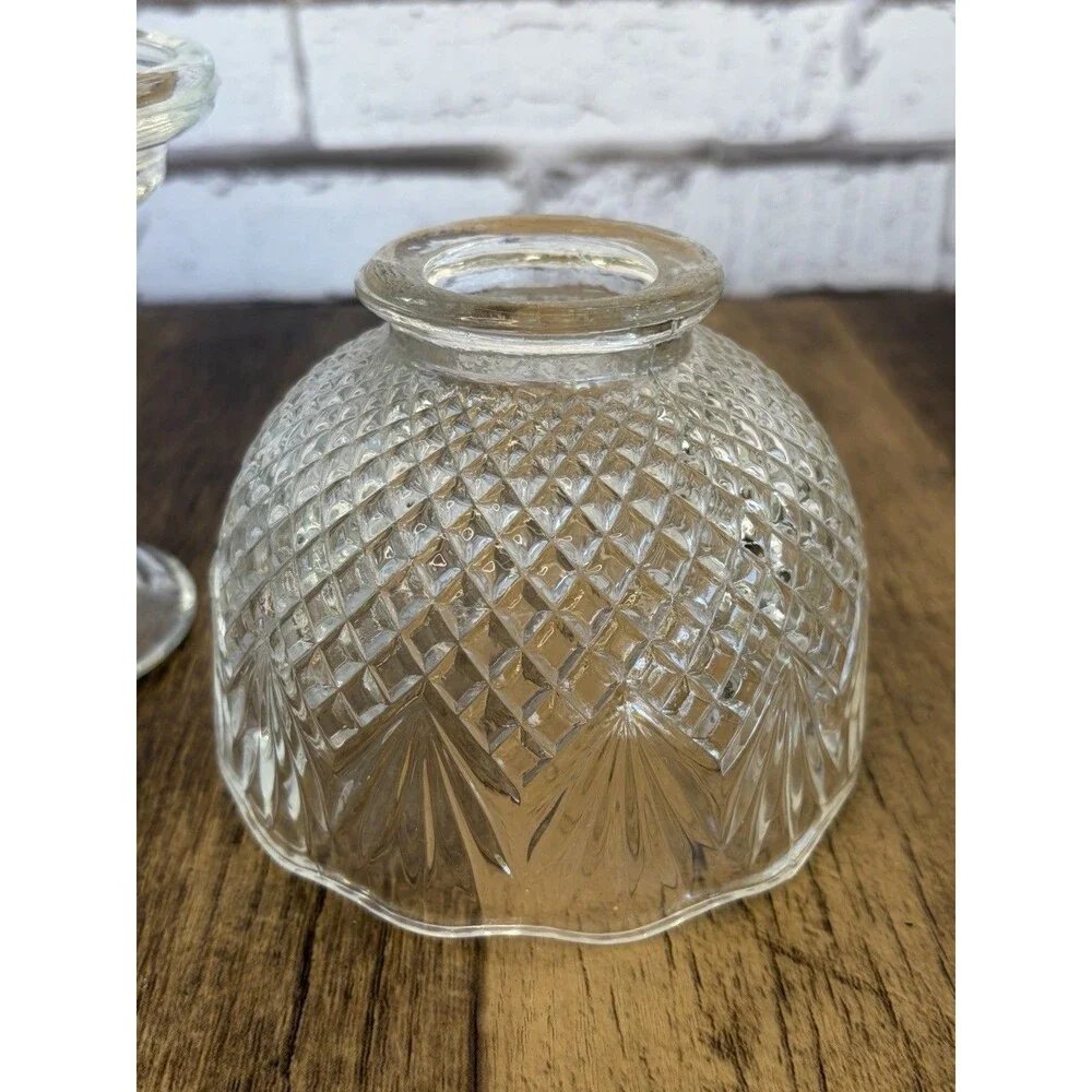 Vintage FAIRY LAMP Partylite Clear Pineapple Fan Diamond Pattern New Open Box - Picture 5 of 14